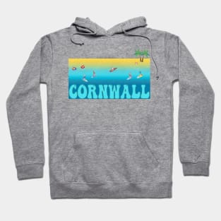 Cornwall Paddle board Isometric Beach Scene Hoodie